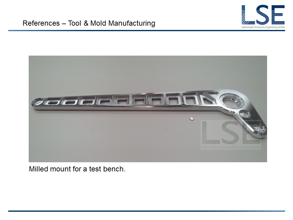 tool-mold-manufacturing, milled mount for a test bench